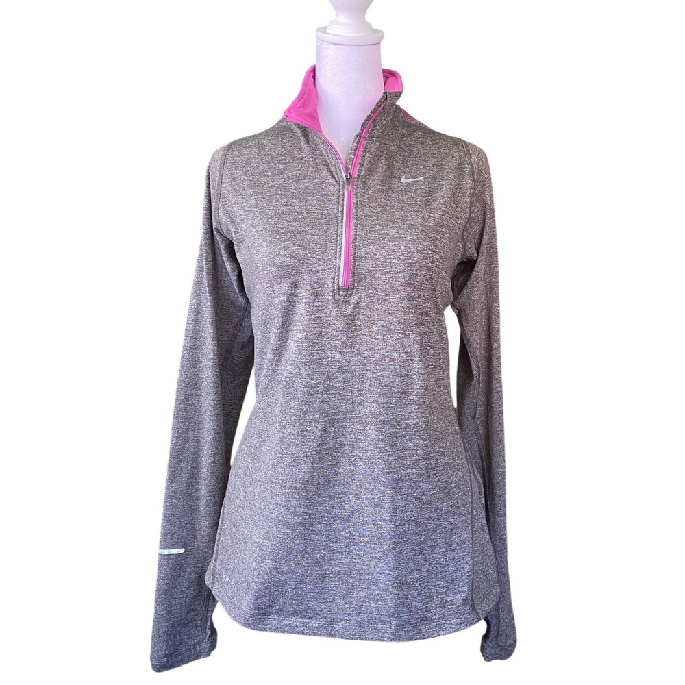 Nike Dri-FIT Quarter Zip Gray Pullover Shirt Small Golf Running Gym Athleisure
